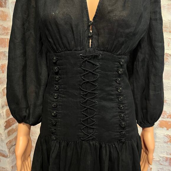 ZIMMERMAN Honour Linen Corset Mini Dress SZ1(6US/M) - Picture 2 of 7